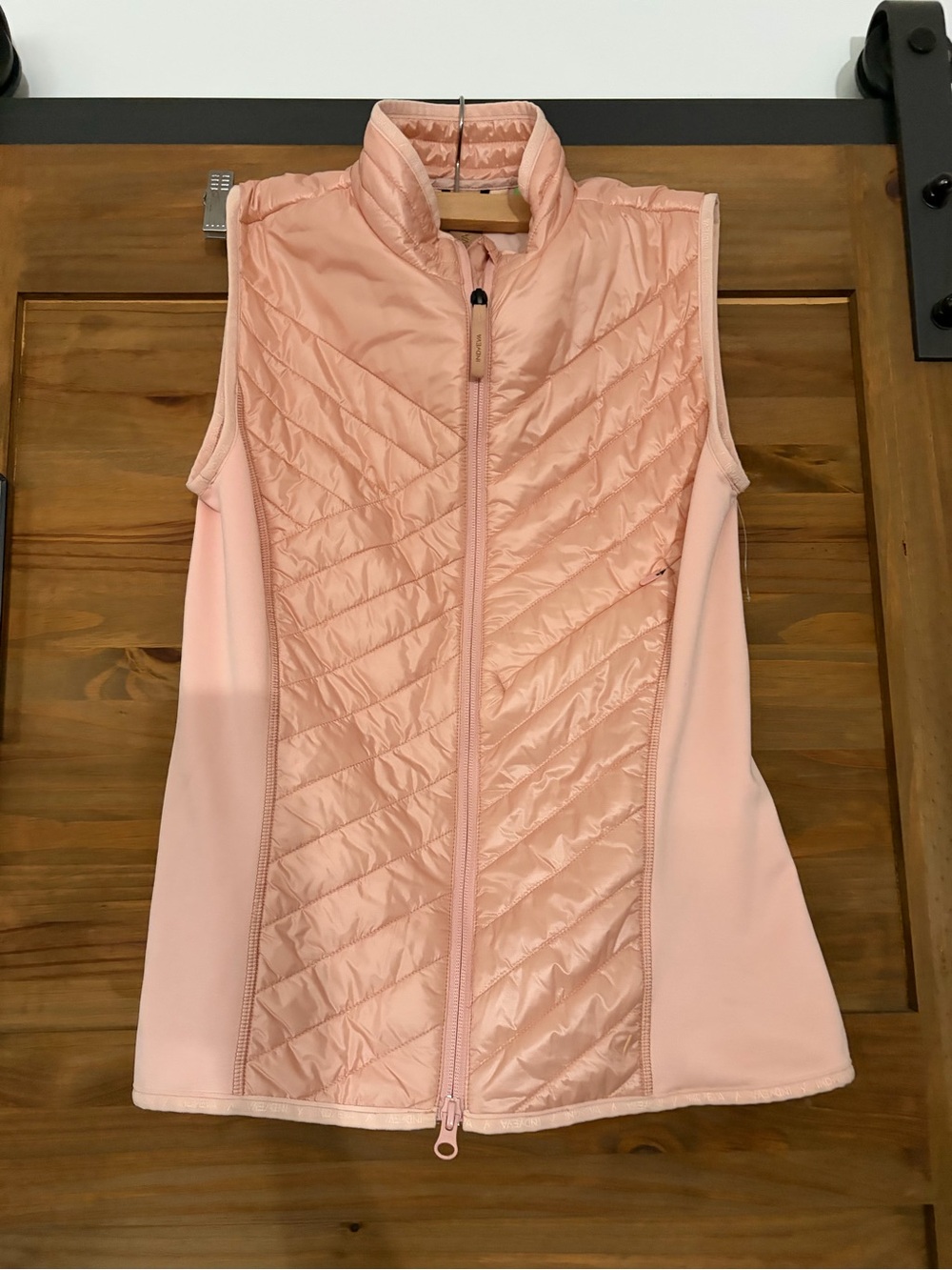 Quilted Soft Pink Women's Vest with Stand Collar